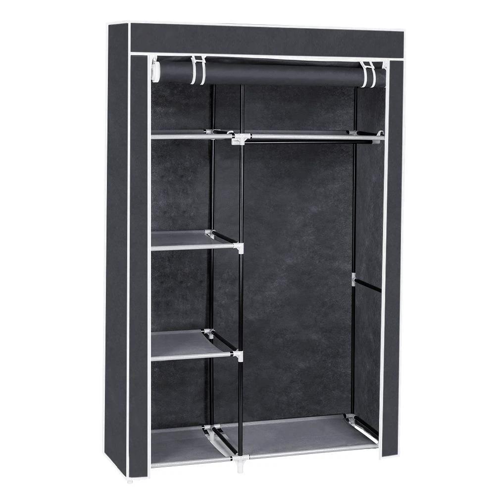 N/A 64" Portable Closet Storage Organizer Wardrobe Clothes Rack with Shelves Gray -