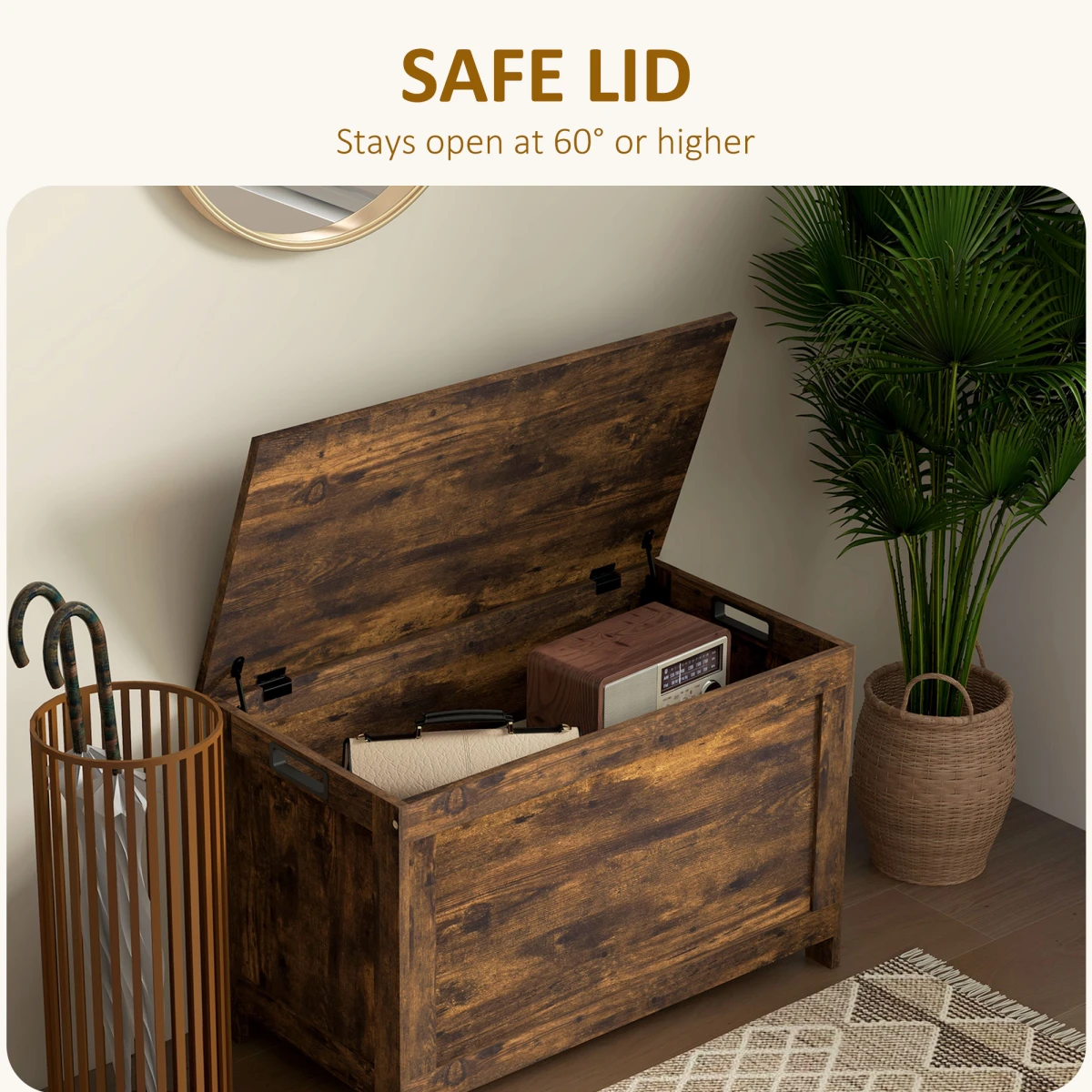 HOMCOM HOMCOM Storage Chest Bench 2 Hinges Living Room - Storage Box