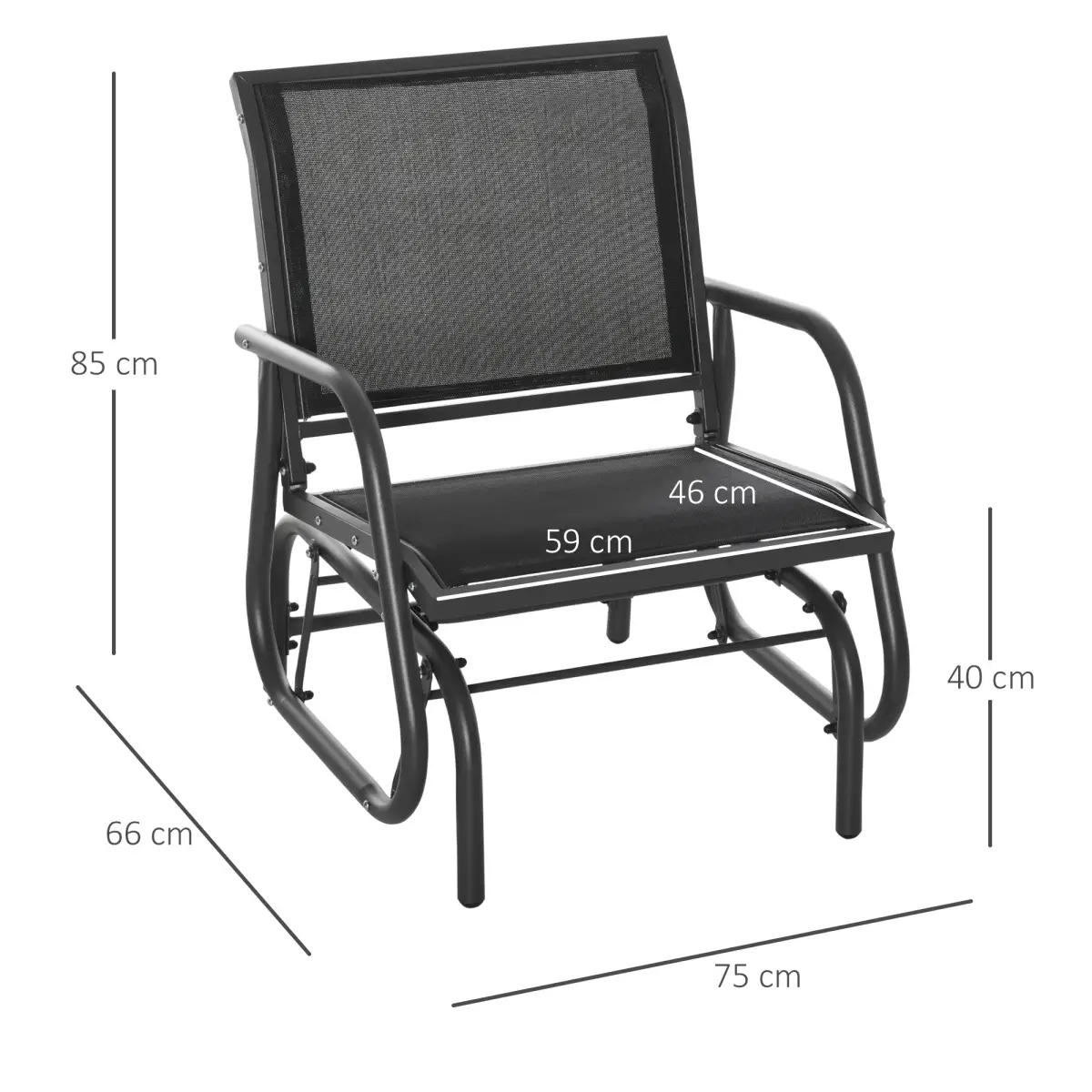 Unbranded Outdoor Gliding Swing Chair Garden Seat w/ Mesh Seat Curved Back Steel Frame - Hammocks