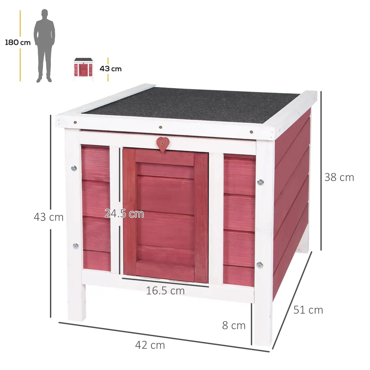 PawHut PawHut Wooden Rabbit Hutch Bunny Cage Guinea Pig House Pet Habitat Ferret Red - Rabbit Hutch