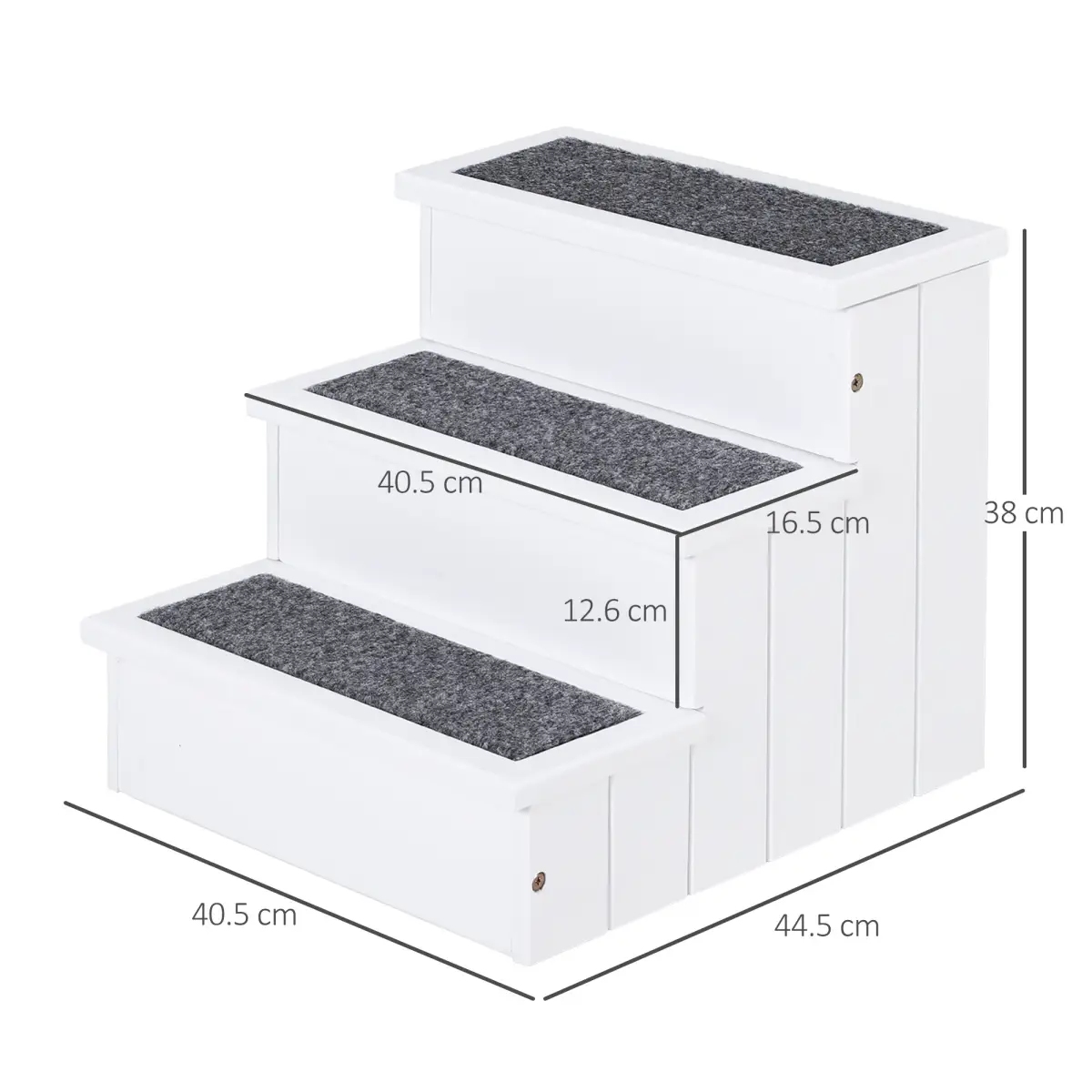 Unbranded 3 Step Wooden Dog Steps Pet Stairs Cat Ladder for Bed with Storage Pawhut - Dog Steps