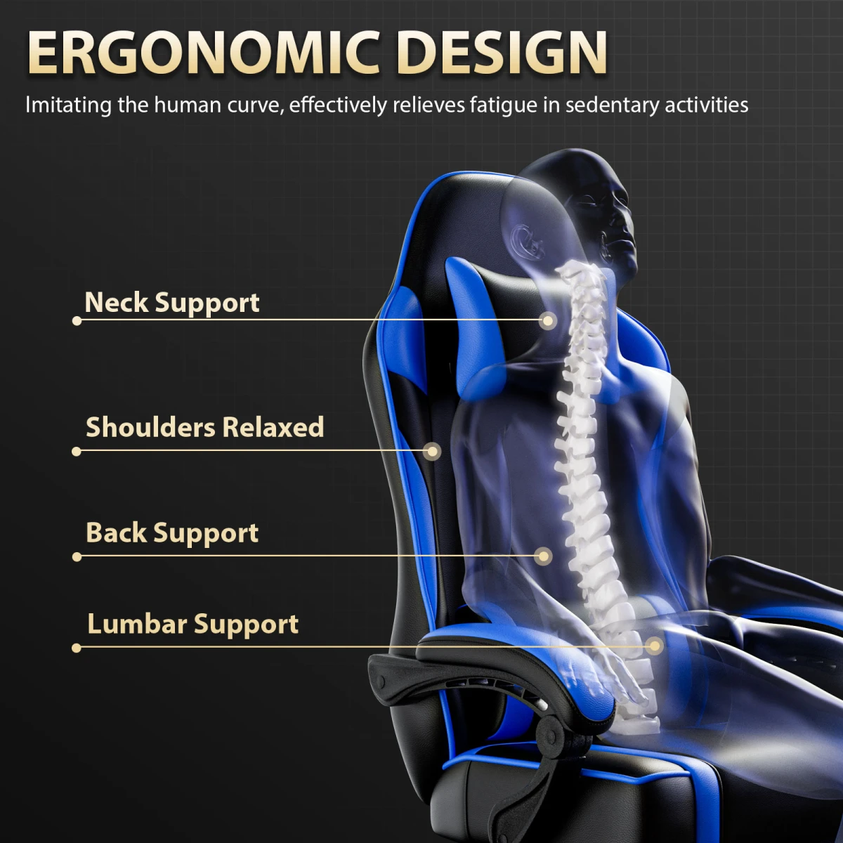 Premium Gaming Chair Height Adjustable With Footrest And Lumbar Support For Gamers And Office Use Pro by N/A