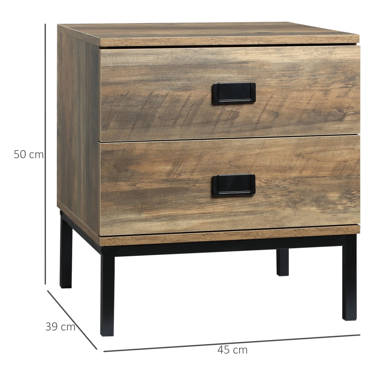 HOMCOM Faded End Table 2-Drawer Storage Bedroom - Coffee Table