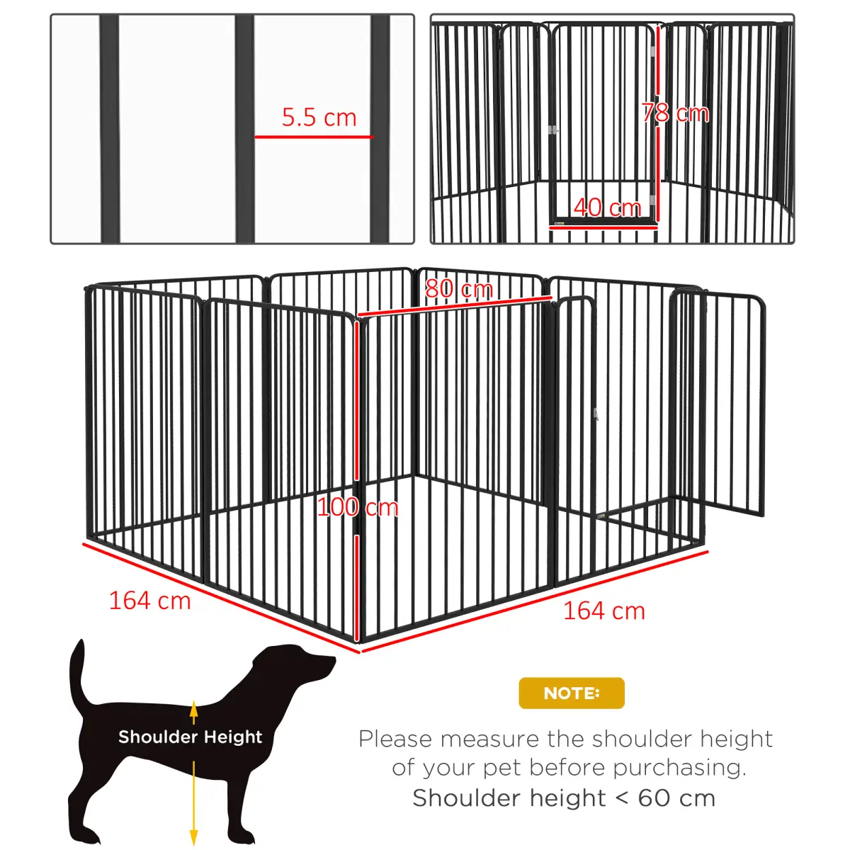 PawHut PawHut 100cm 8 Panels Heavy-Duty Dog Playpen for Small, Medium Dogs - Pet Playpen