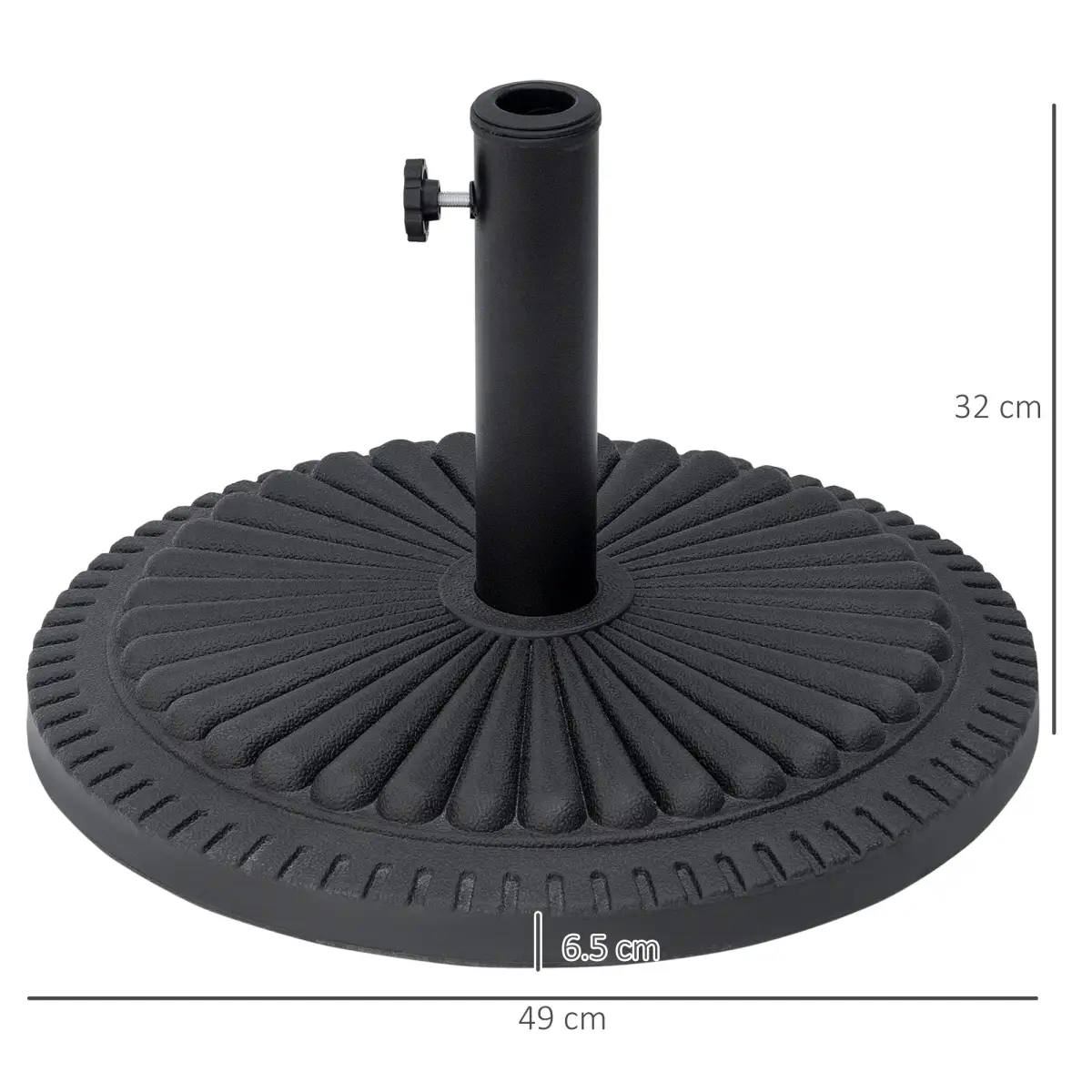 Outsunny Cement Outdoor Garden Round Parasol Base Black - Parasol