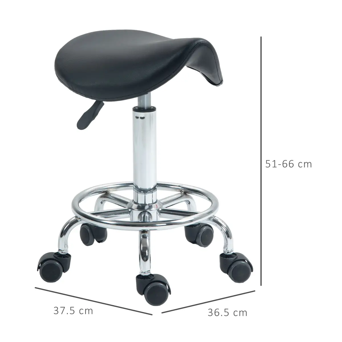 HOMCOM HOMCOM Saddle Chair, Rolling Salon Stool for Massage Spa Clinic Beauty, Black - Bar Stool