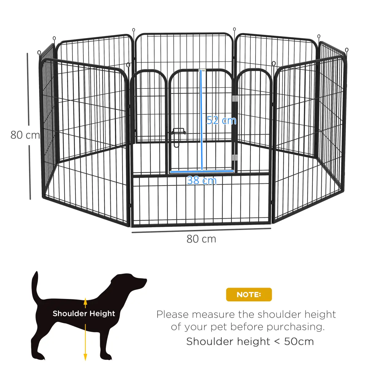 Pawhut 4 Sizes Pet Playpen Dog Rabbit Puppy Cage Folding Run Fence Metal Hutch - Pet Playpen