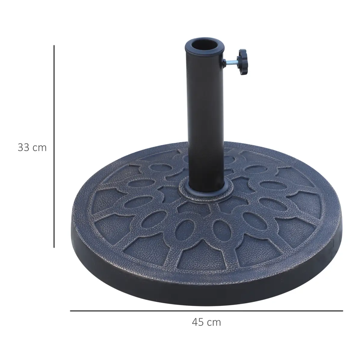 Outsunny Outsunny 13kg Garden Parasol Base Round Resin Umbrella Stand Holder Bronze Tone - Parasol