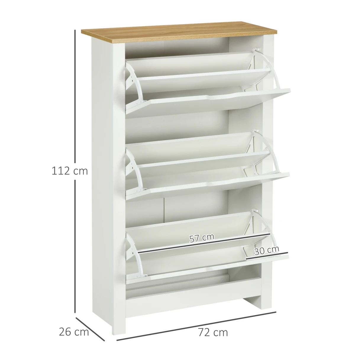 HOMCOM HOMCOM Shoe Cabinet White Wood Top 18 Pair Capacity 6 Shelves 3 Drawers Anti Tip - Shoe Storage