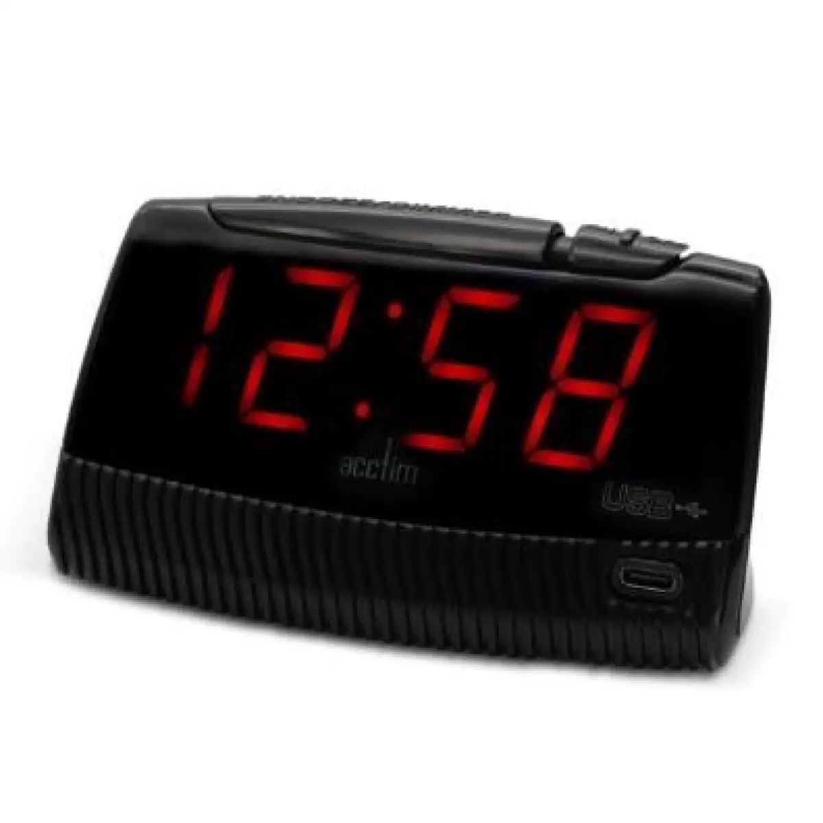 Acctim Acctim Wade 1.2" Red LED Smart USB Connector Digital Black Alarm Clock 16553 - Clock