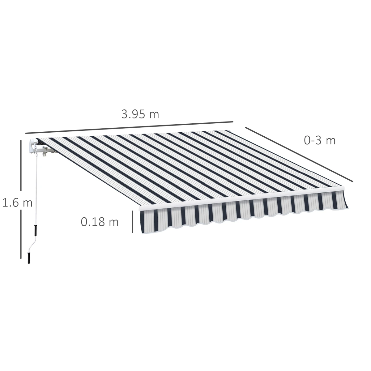 Outsunny Manual Retractable Awning 4x3m With Chain Drive And Crank For Patio Shade by Outsunny