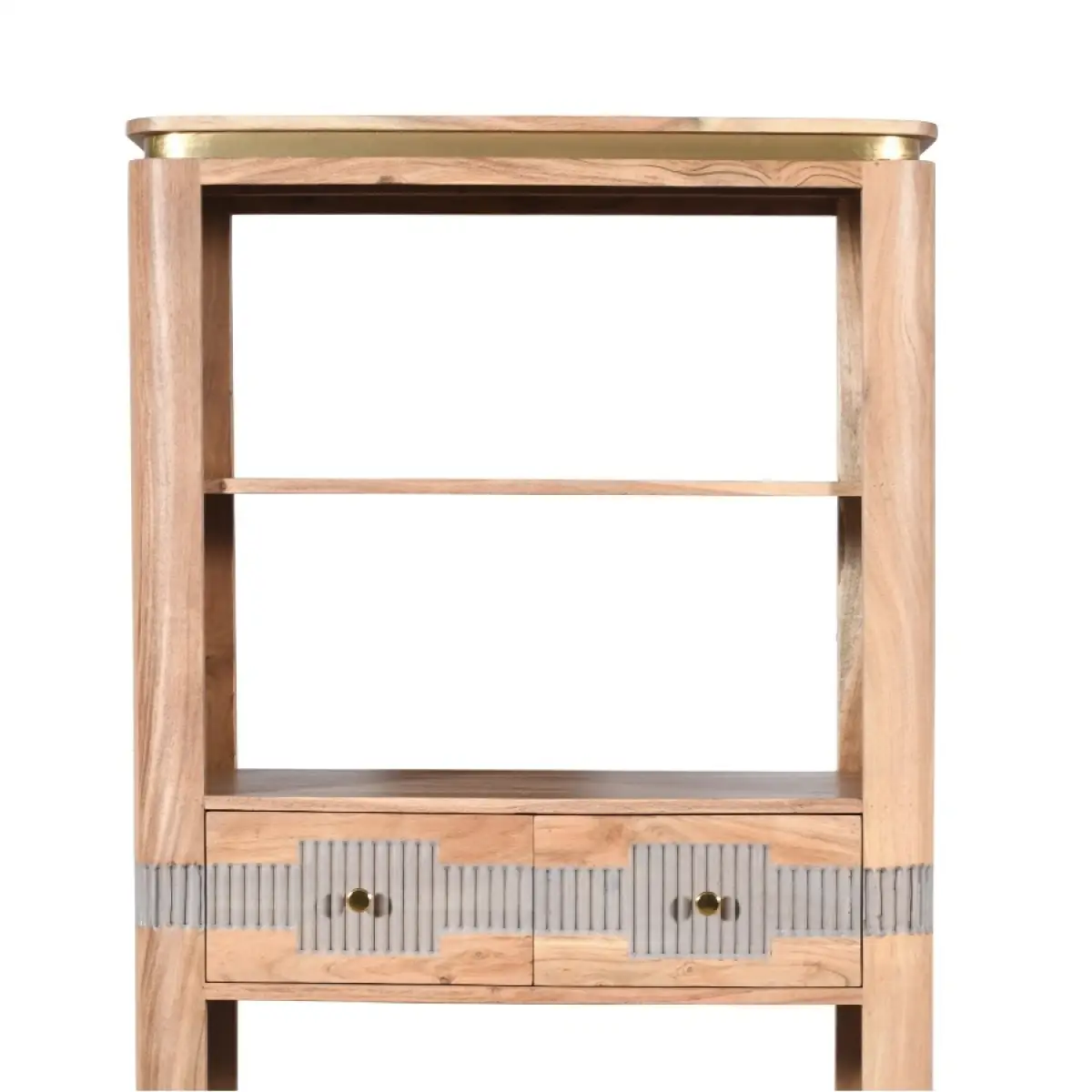 Indian Hub Wilton Acacia Wood 2 Drawers Open Bookcase - Bookcase