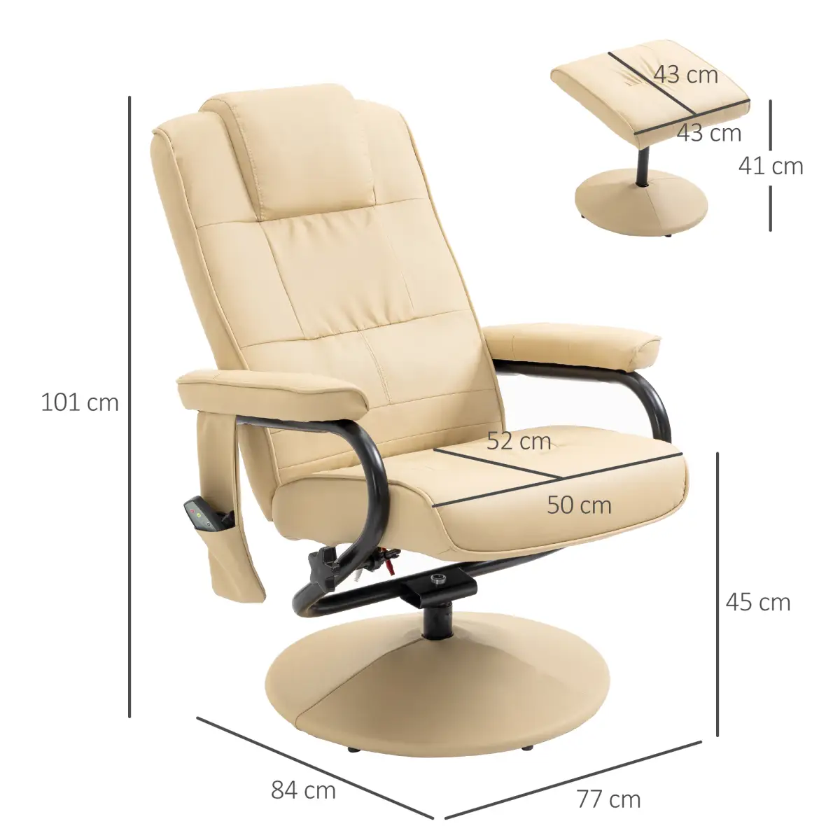 Unbranded Freestanding Living Room Chair with High Density Cushion and Footrest Cream - Office Chair