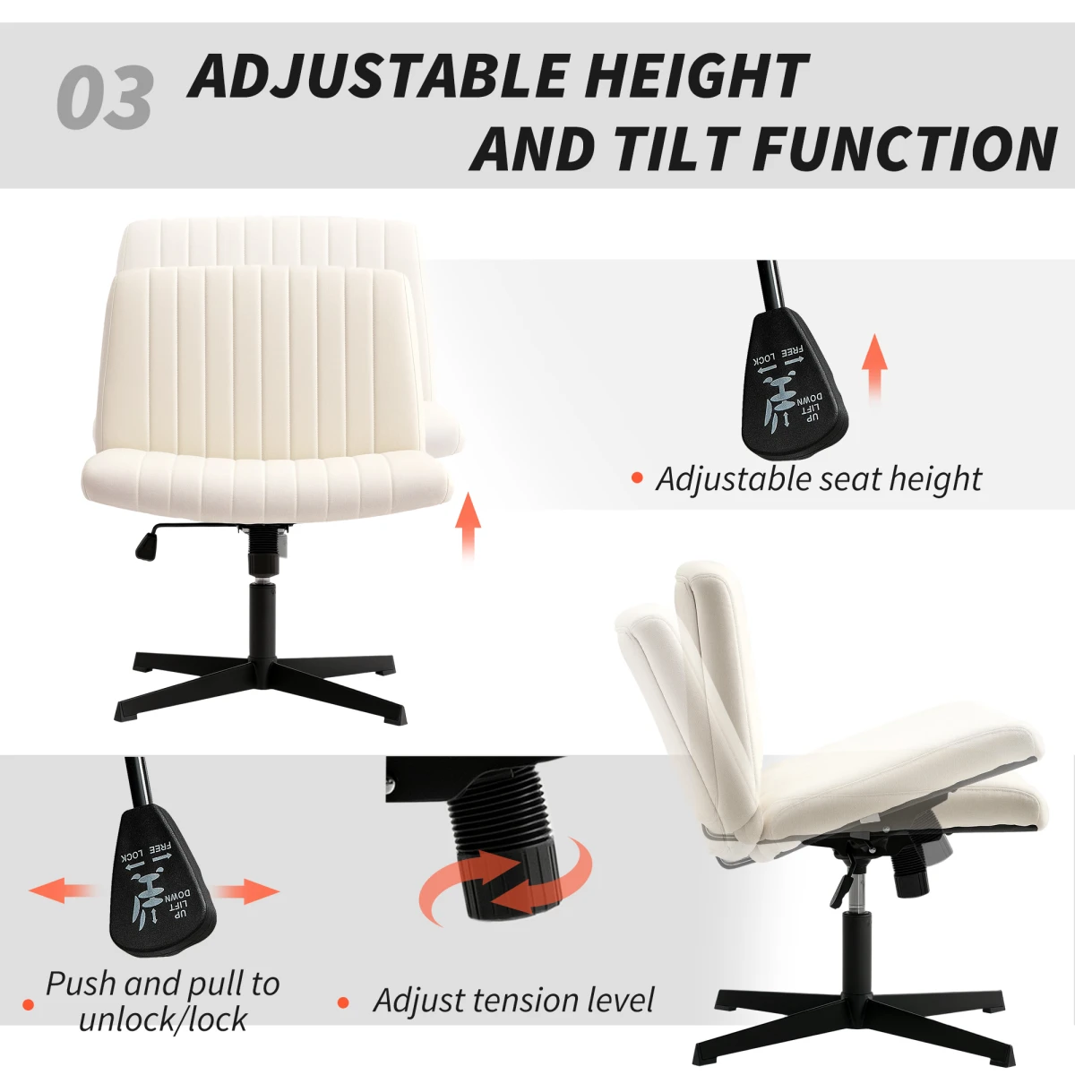 N/A Premium Office Chair 61cm Breathable Tilt For Home - Office Chair