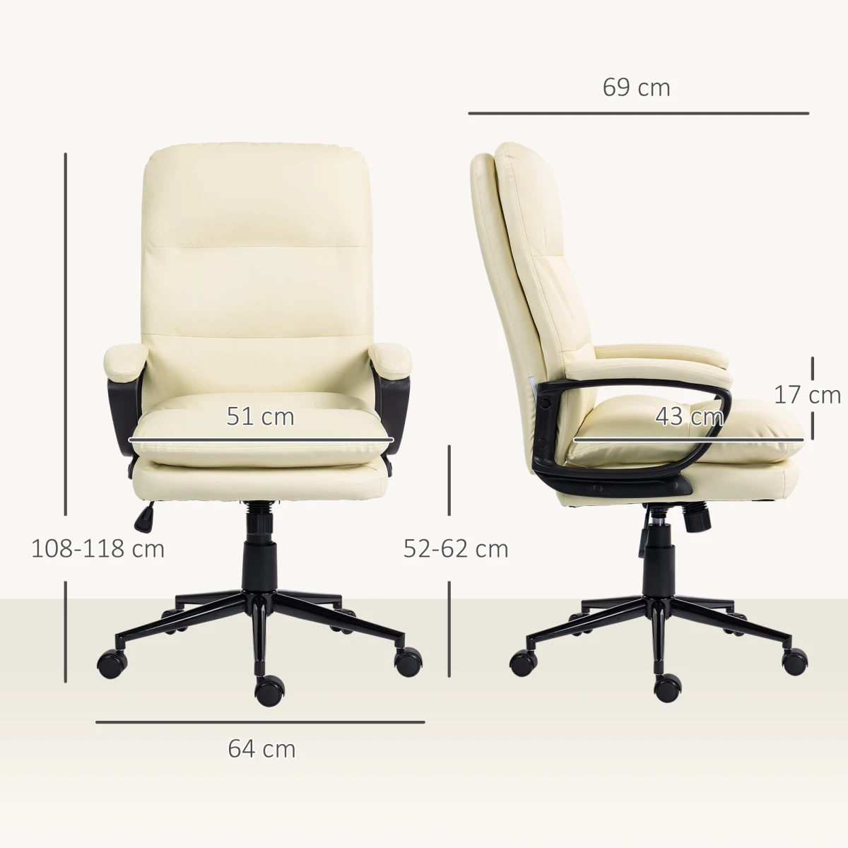 Vinsetto Vinsetto Office Chair 108-118cm PU Leather Office - Office Chair