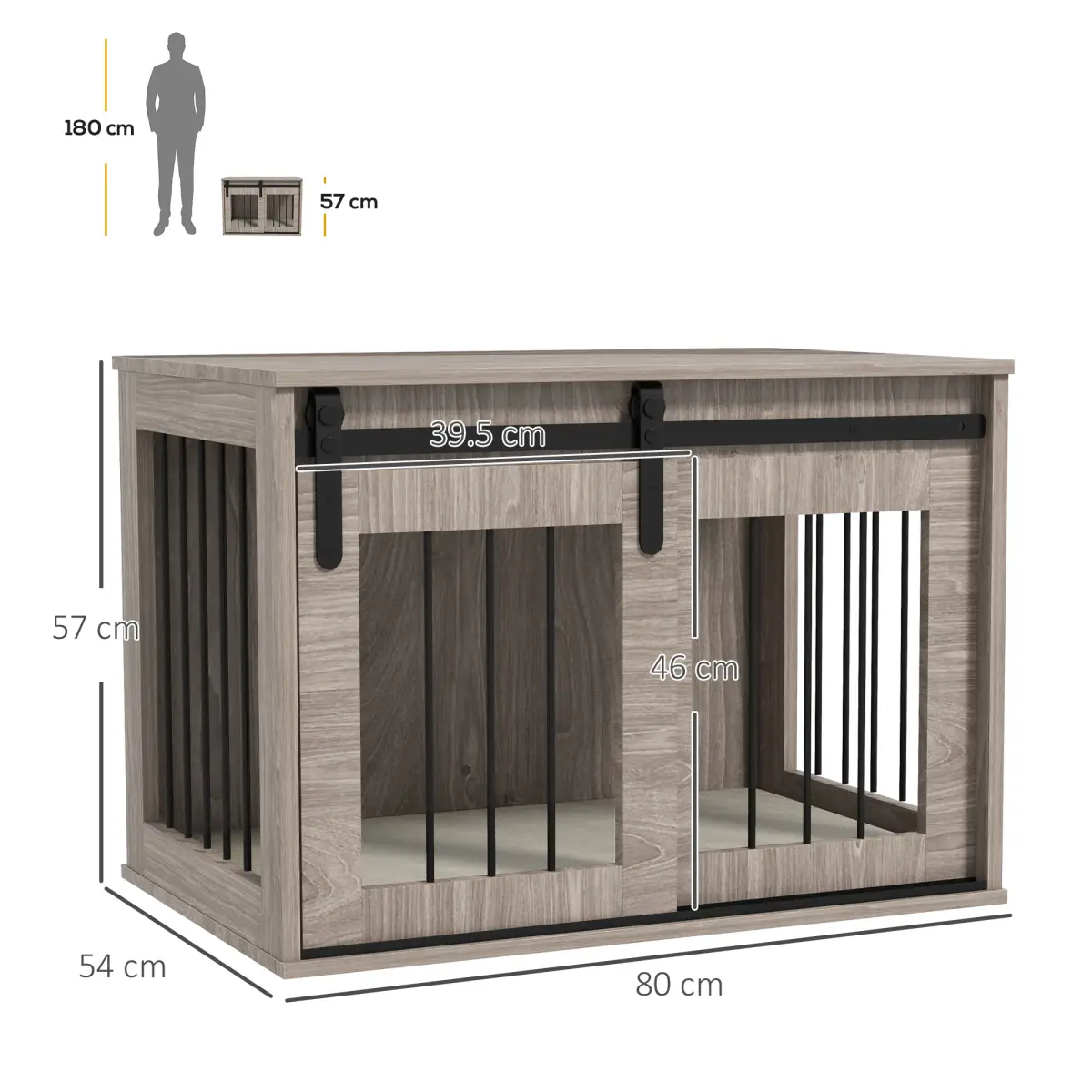 PawHut PawHut Dog Crate Furniture with Removable Cushion, for Medium Dogs - Brown - Dog Crate