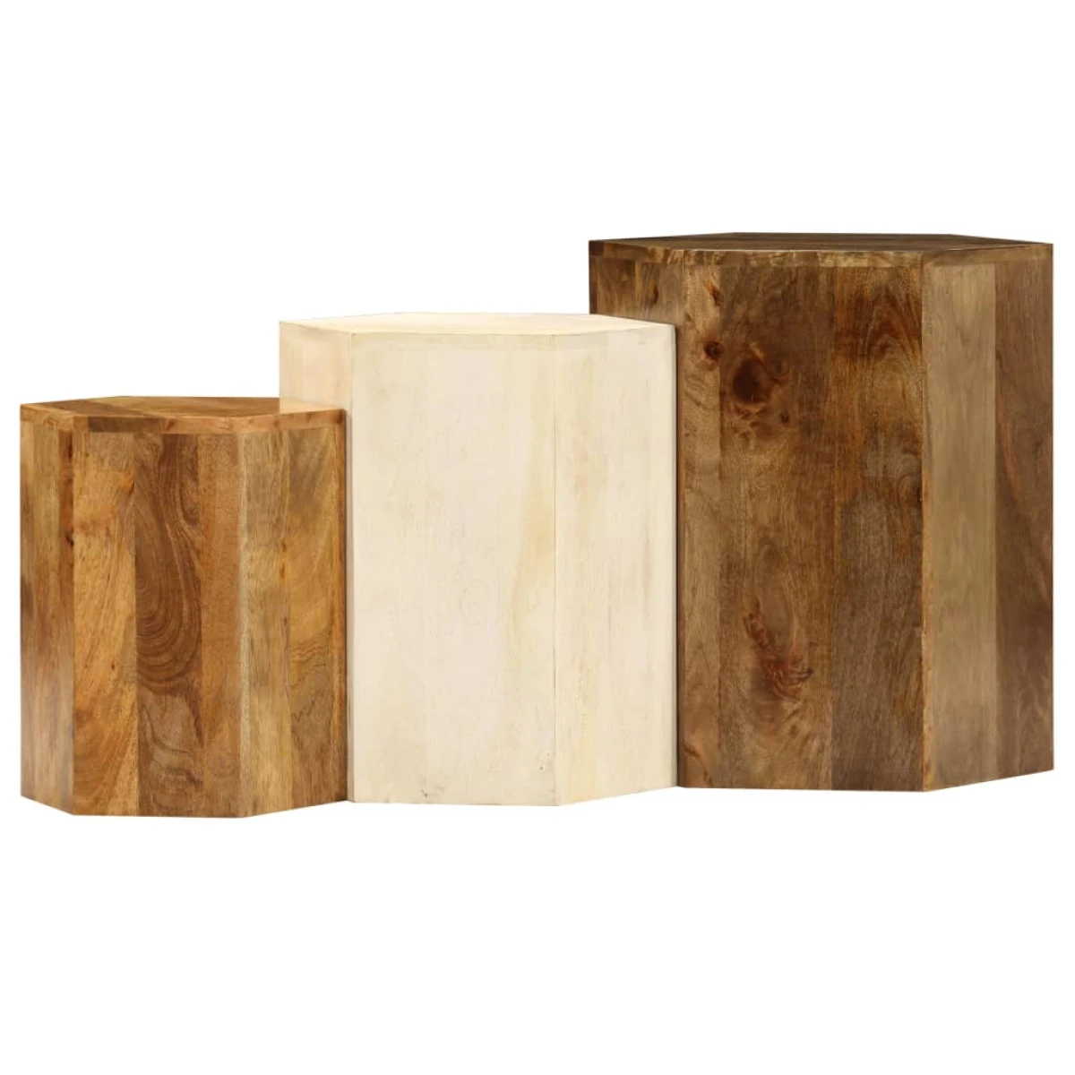 VidaXL Three Piece Coffee Table Set Solid Mango Wood With Vintage Charm For Living Room by vidaXL