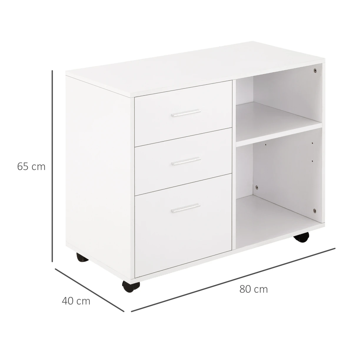 White Freestanding Cabinet 3-Drawer 2-Shelf - Office Storage