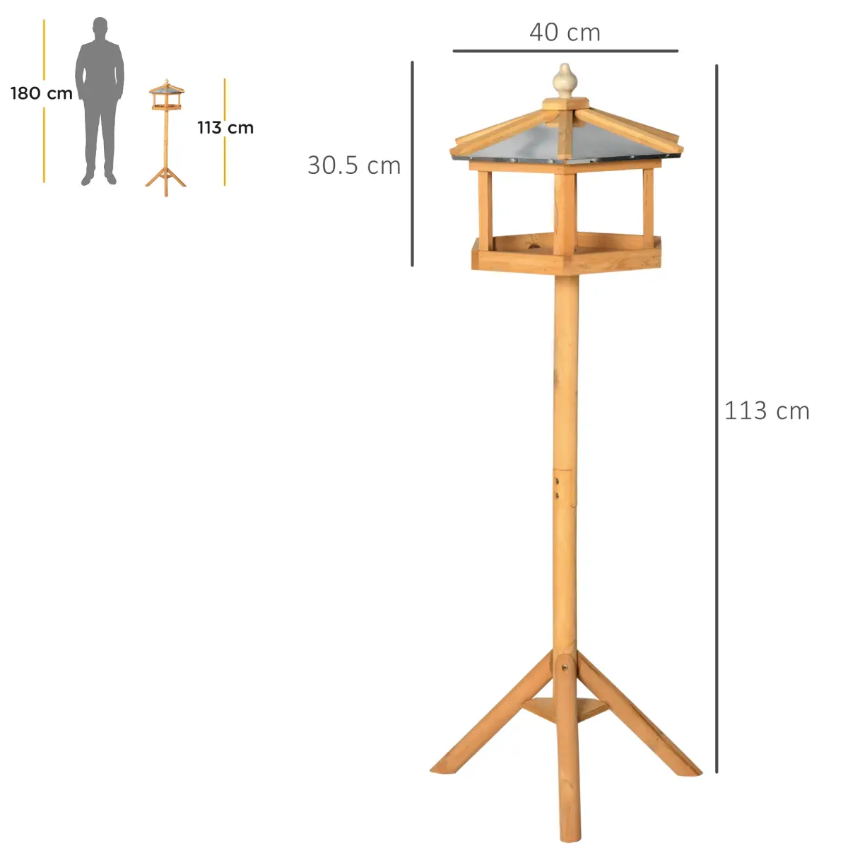 Pawhut Bird Stand Feeder Table Feeding Station Garden Wood Coop Parrot Nesting Stand - Bird Feeder