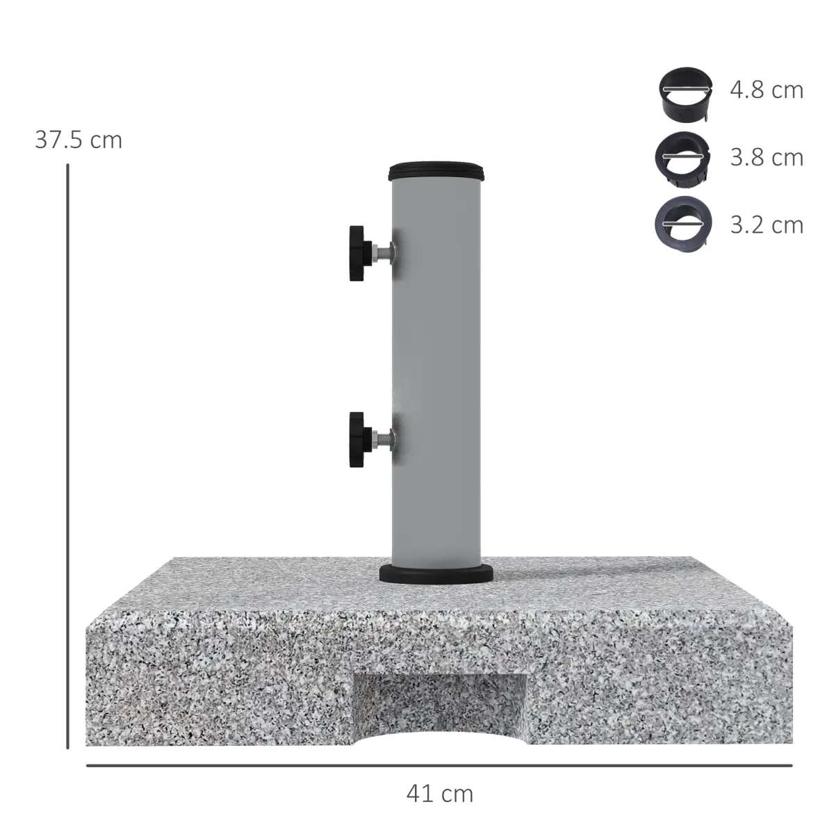 Outsunny Outsunny 28kg Heavy Duty Granite Parasol Base with Wheels, Retractable Handle - Parasol