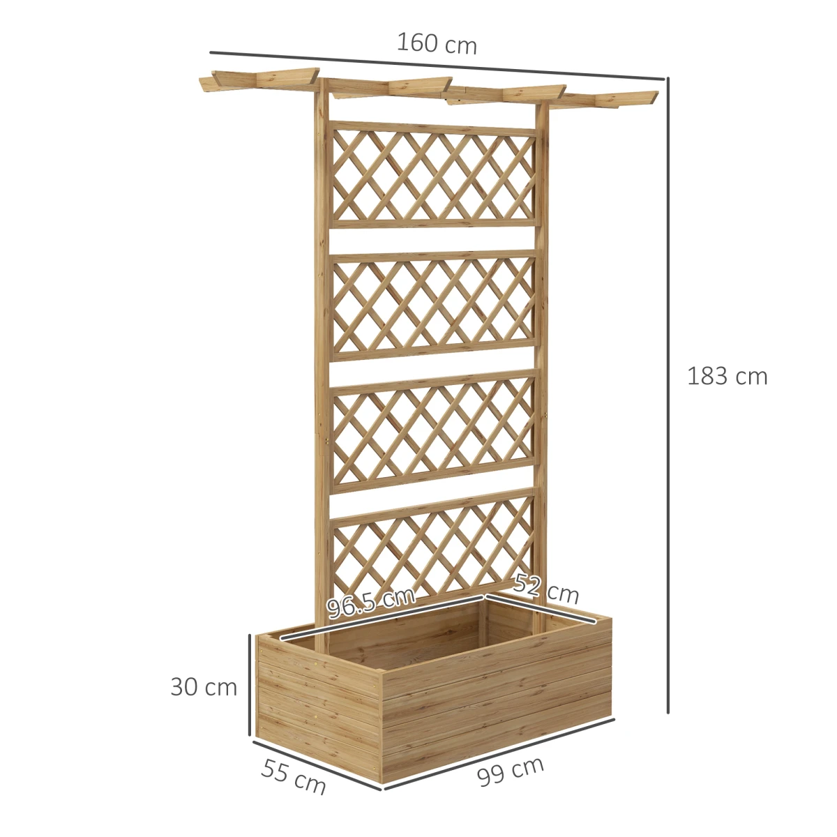 Outsunny Trellis Planter 60x40x80cm Back Trellis Climbers by Outsunny