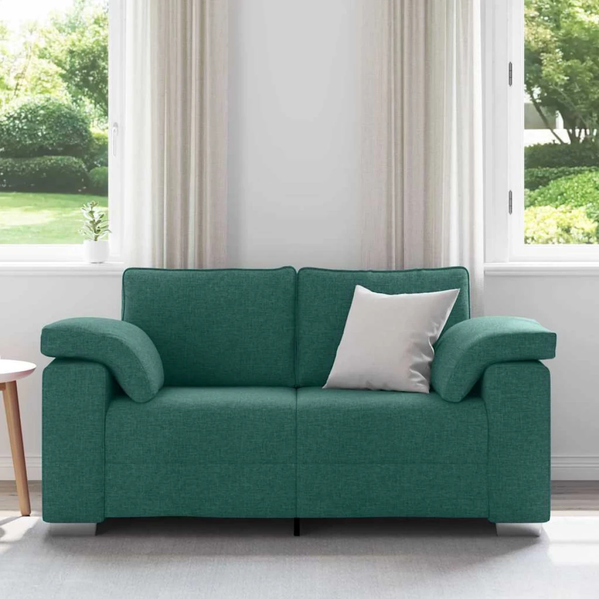 VidaXL Comfortable Fabric Sofa 160 x 77 x 82 cm Dark Green Cushion For Modern Living Rooms And Family Relaxation by vidaXL