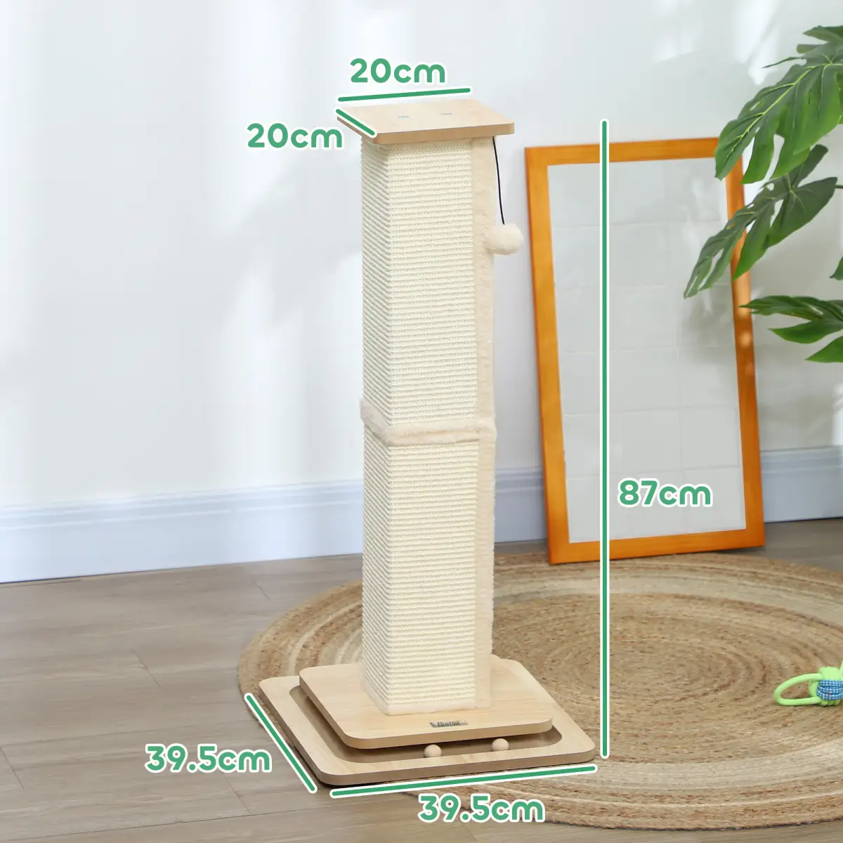 PawHut PawHut 87cm Cat Scratching Post 3 in 1 Cat Scratcher w/ Track Ball Toy - Cat Tree