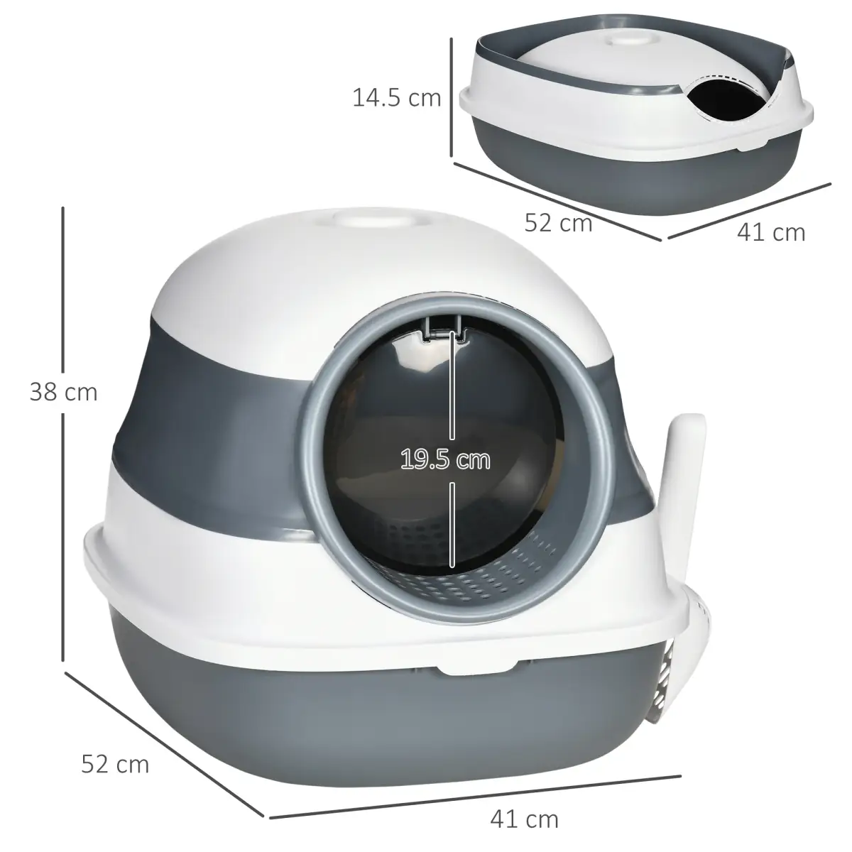 PawHut Cat Litter Tray with Lid, Hooded Cat Litter Box w/ High Side, Deodorant, Scoop - Cat House