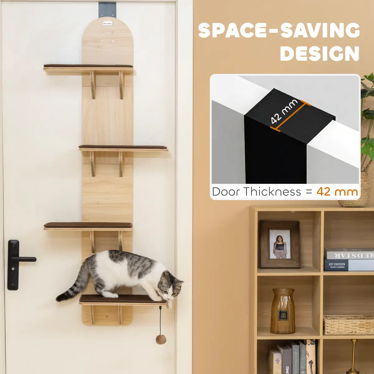 PawHut PawHut 4-Level Cat Tree Door Mounted with Washable Plush Pads, Toy Ball - Cat Tree