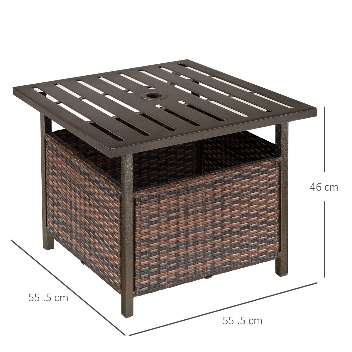 Outsunny Rattan Coffee Table 24In Parasol Garden by Outsunny