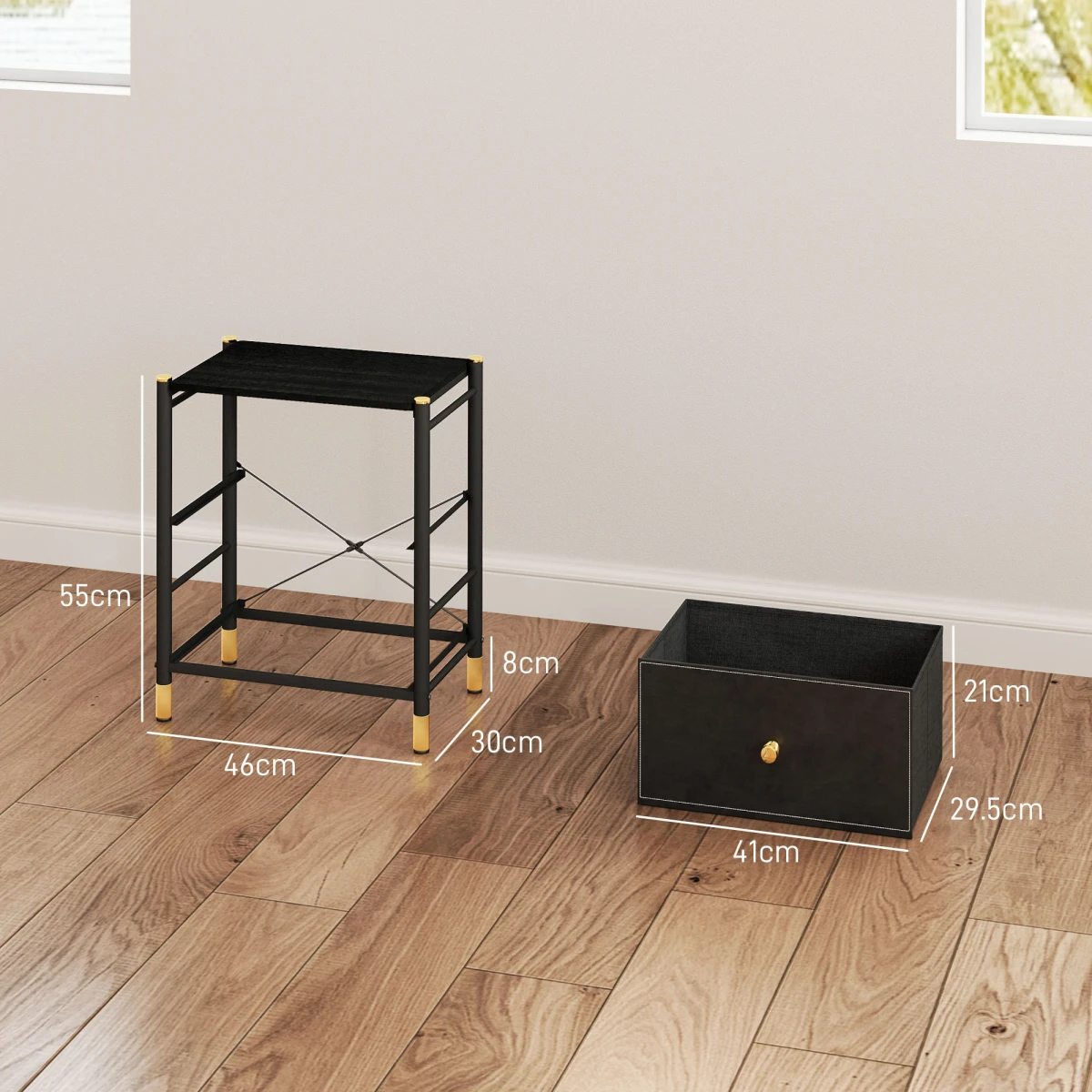 HOMCOM Nightstand PU Leather Two Drawer Bedroom by HOMCOM