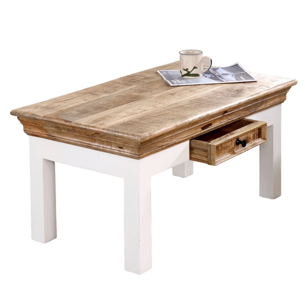 Alfie Coffee Table 26x32x5cm Drawer Living Room by Indian Hub