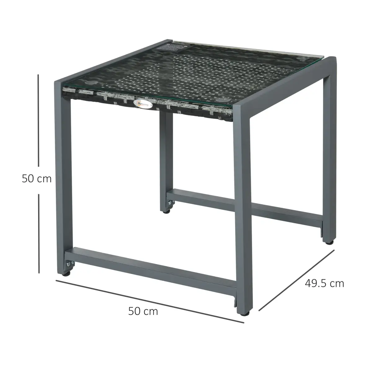 Outsunny Rattan End Table Side Coffee Desk Outdoor Patio Garden Furniture - Desk