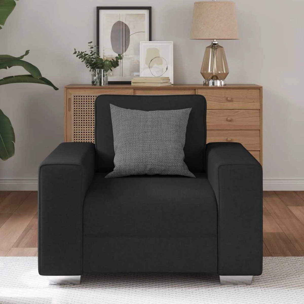 vidaXL VidaXL Sofa 100x77x82 cm Fabric Black Cushion Living Room - Sofa