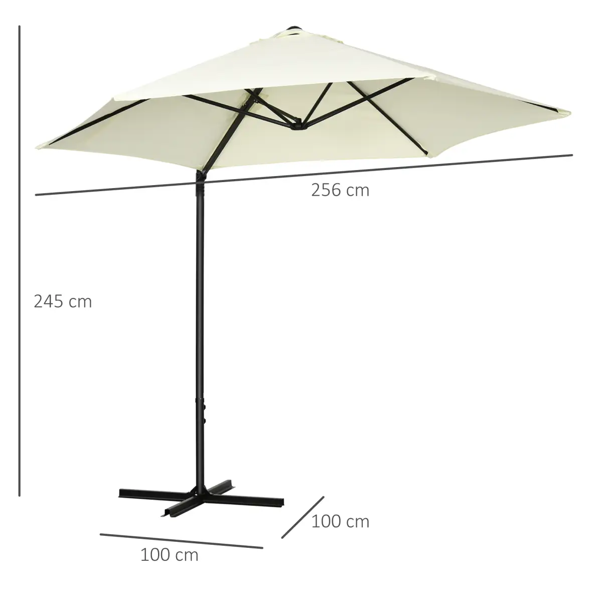 Premium Cantilever Parasol 2.5m With 360 Degree Rotation And Cross Base Beige For Large Patio Sets - Outsunny - Home Symphony