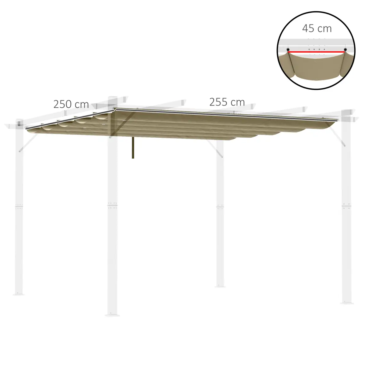 Outsunny Pergola Shade Cover for 3 x 3m Pergola, Replacement Canopy Fabric Only, Tan - Gazebos
