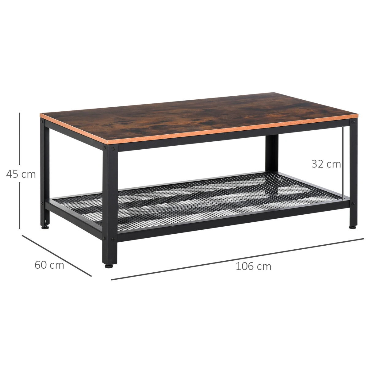 HOMCOM Sturdy Coffee Table 106x60x45 Wood Grain Home Use - Coffee Table