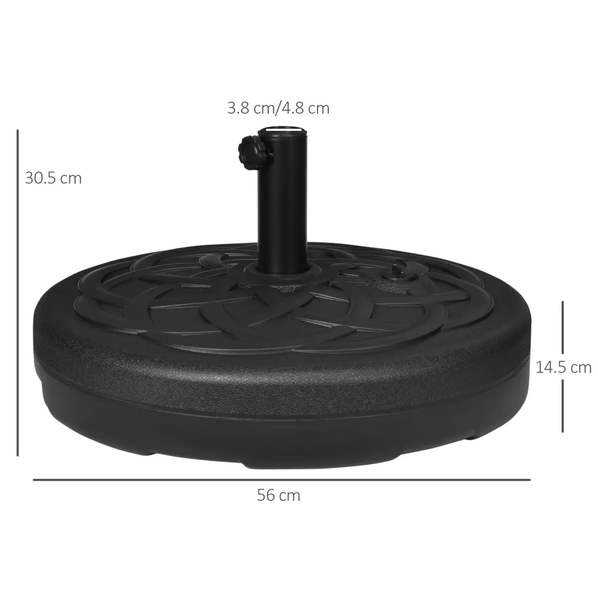 Outsunny Garden Parasol Base Outdoor Market Umbrella Stand 25kg Water or 35kg Sand Filled - Parasol