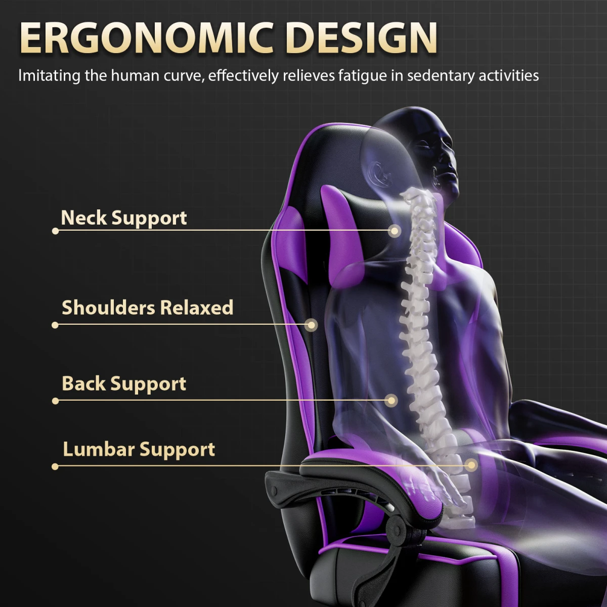 N/A Pro Gaming Chair Footrest and Lumbar Support for Gamers - Office Chair
