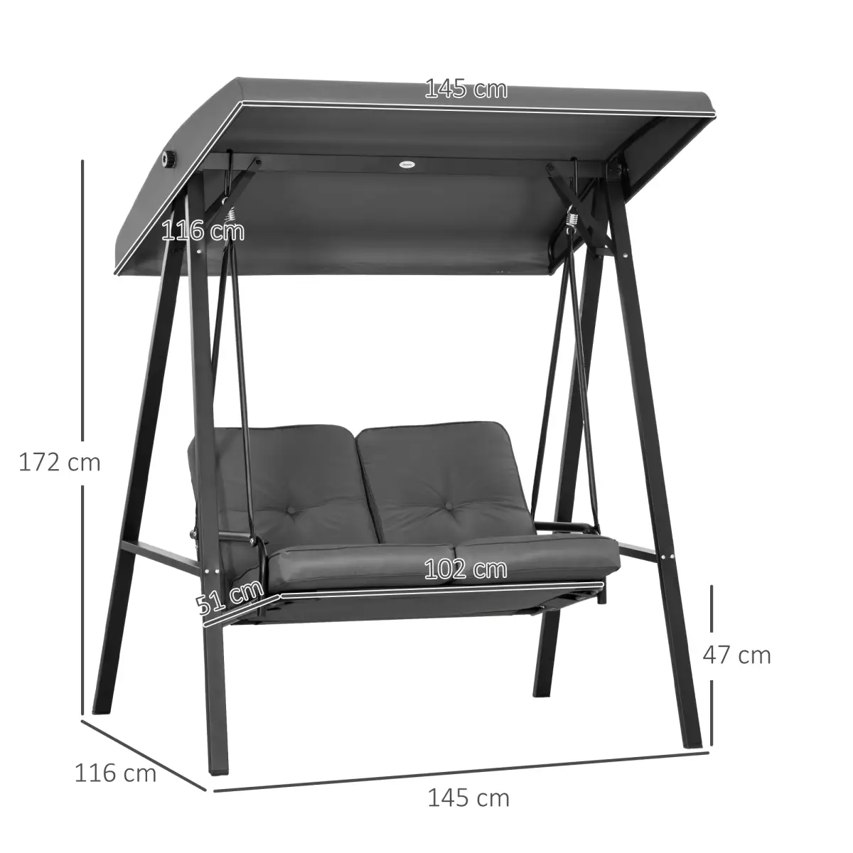 Outsunny Outsunny 2 Seater Garden Outdoor Swing Chair Hammock w/ Adjustable Canopy - Hammocks