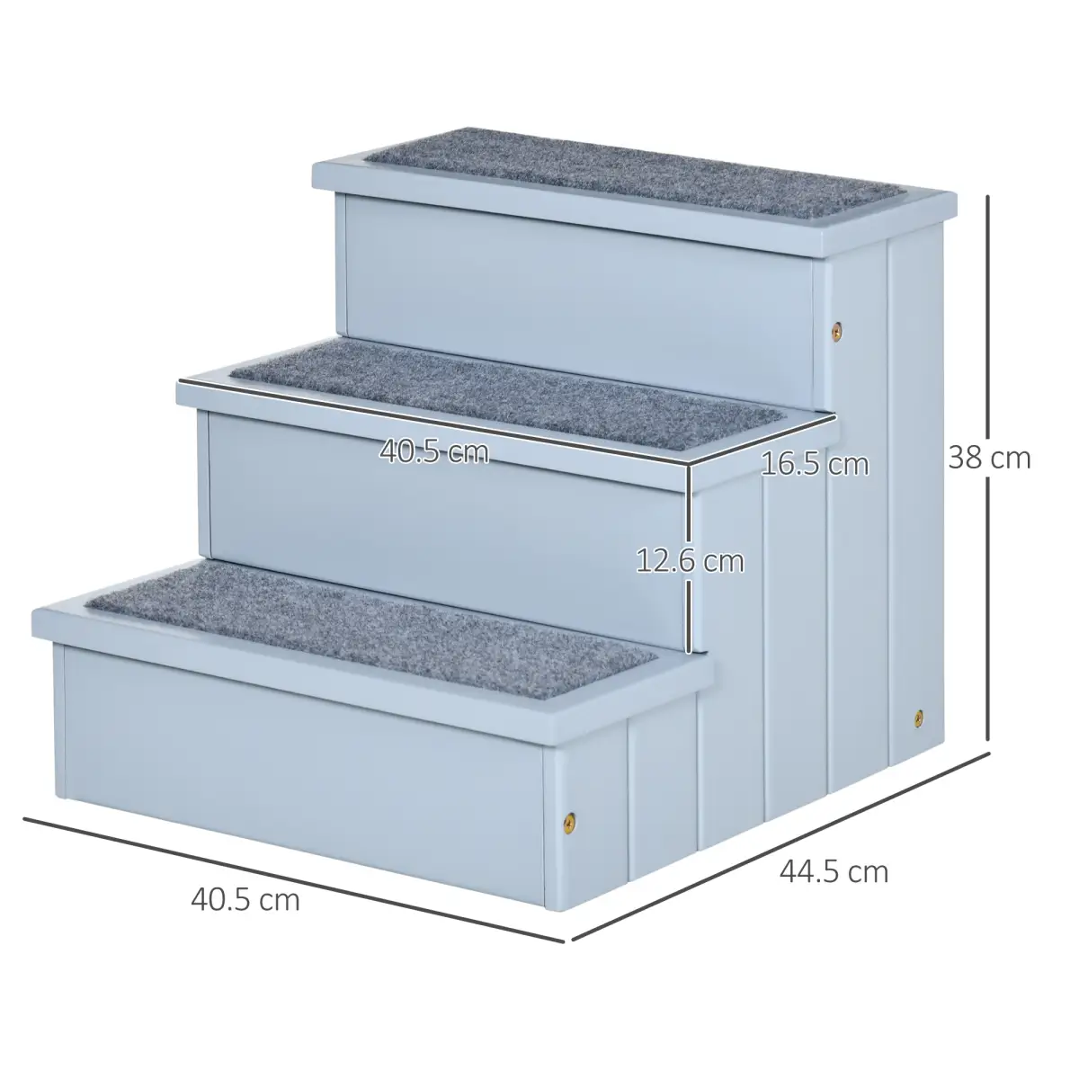 Unbranded 3 Step Wooden Dog Steps Pet Stairs Cat Ladder for Bed with Storage Grey Pawhut - Dog Steps