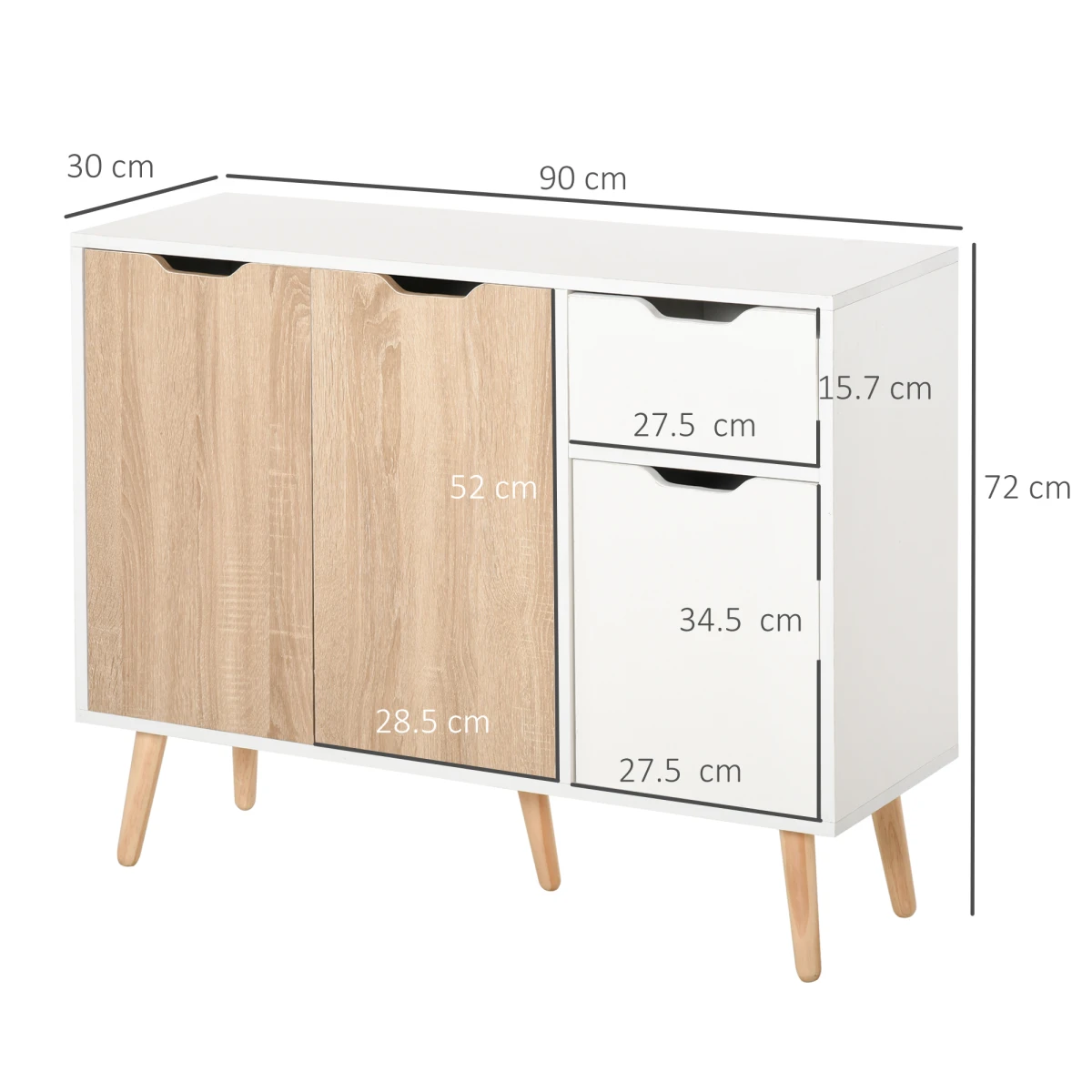 Modern Scandi Sideboard With Four Compartments by Unbranded
