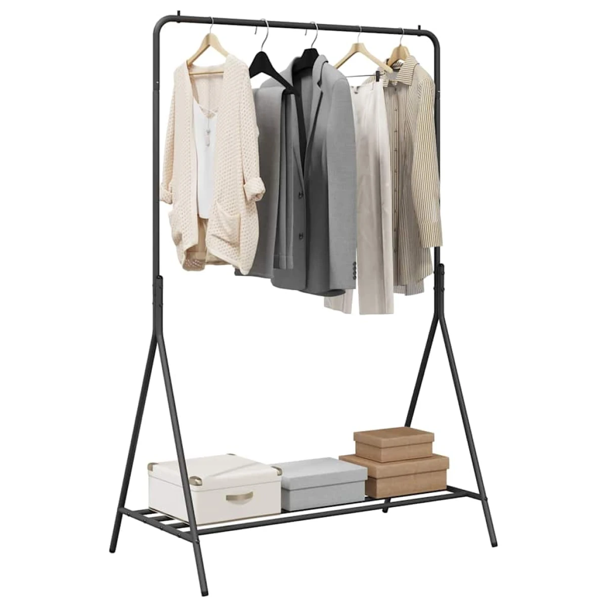 vidaXL Clothes Rack With Shelf 100 x 56 x 154 cm Steel Black Space Saving Design For Small Spaces by vidaXL