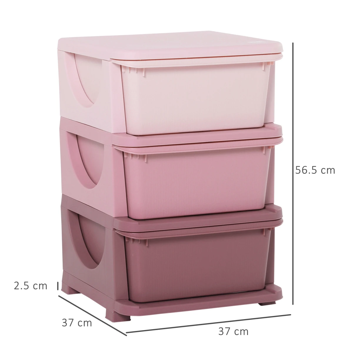 Homcom HOMCOM Kids Storage 3-Tier Drawers Toy Organizer - Chest of Drawers