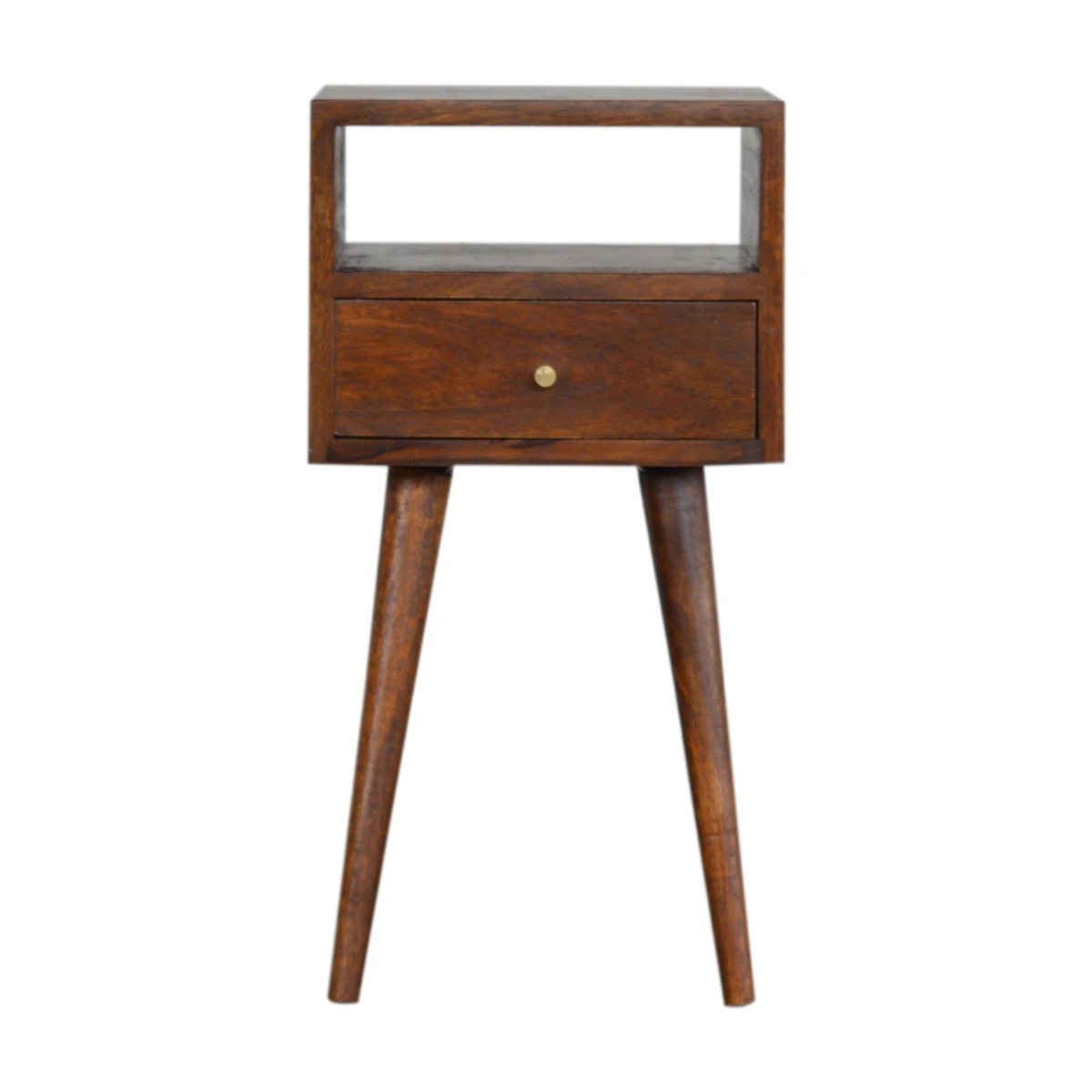 Artisan Furniture Nightstand Compact Solid Mango Wood Chestnut Finish Drawer And Shelf For Small Bedrooms by Artisan Furniture