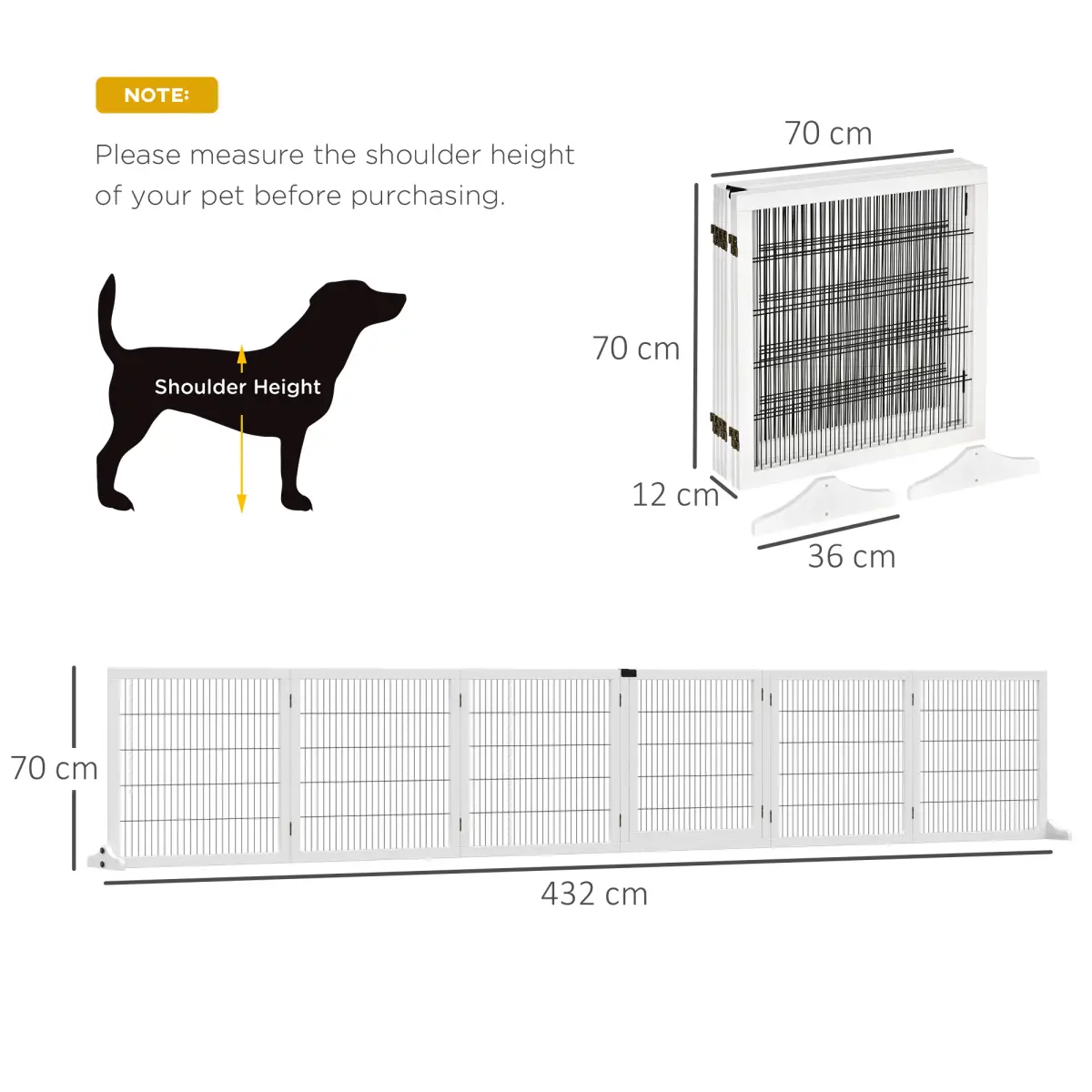 Unbranded Freestanding Pet Dog Gate 6 Panel Foldable Wooden Playpen 432cm Long Pawhut - Pet Gate