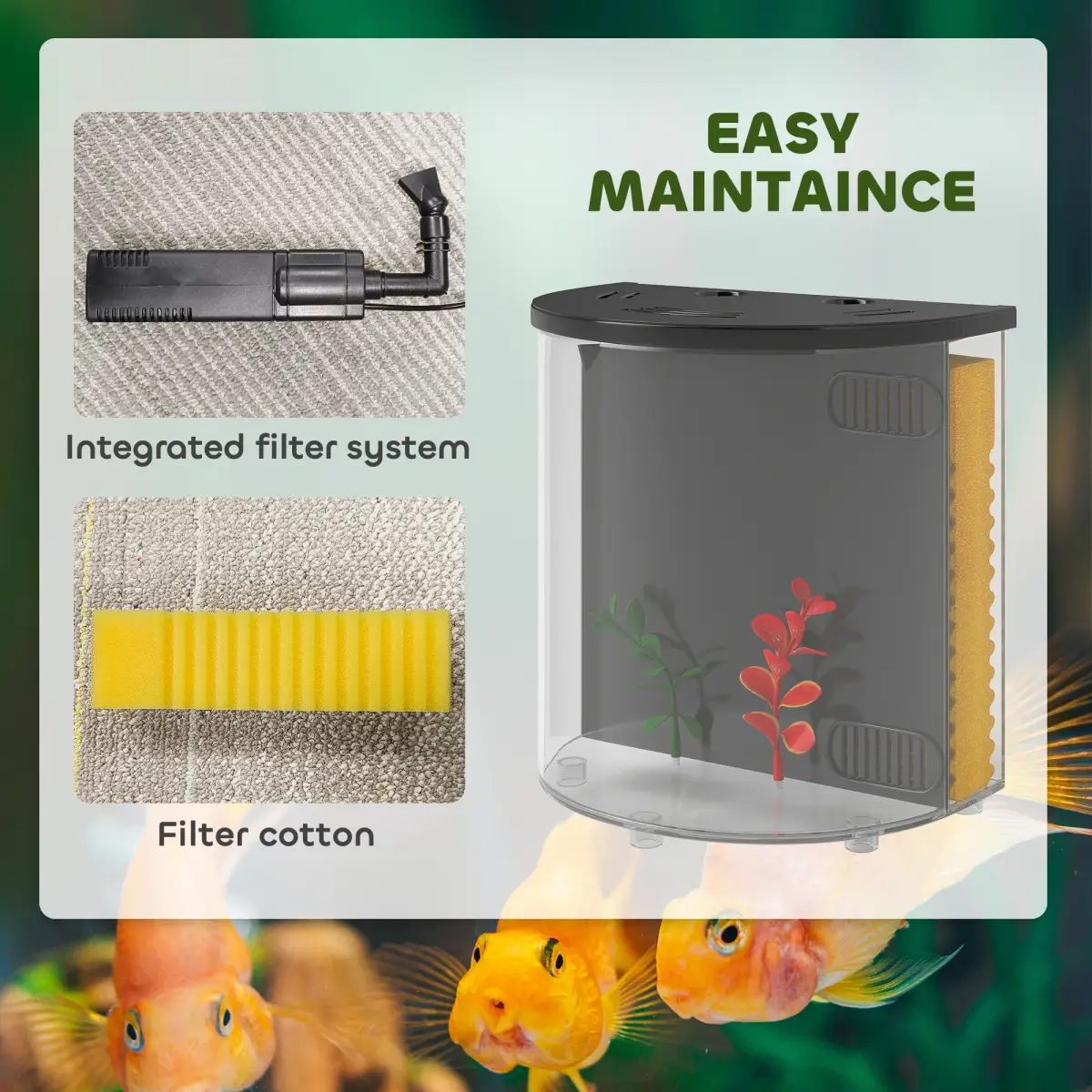 PawHut PawHut Fish Tank, 3L Nano Aquarium Starter Kit with Filter System, LED Light - Aquariums