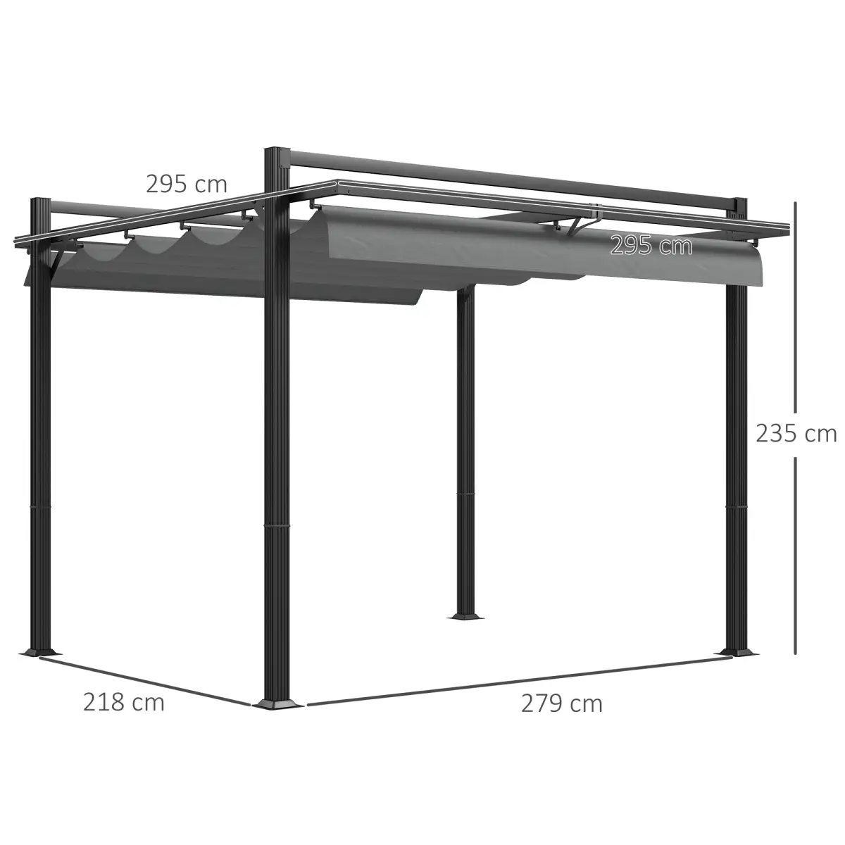 Outsunny Outsunny 3 x 3(m) Pergola with Retractable Roof and Aluminium Frame, Grey - Gazebos