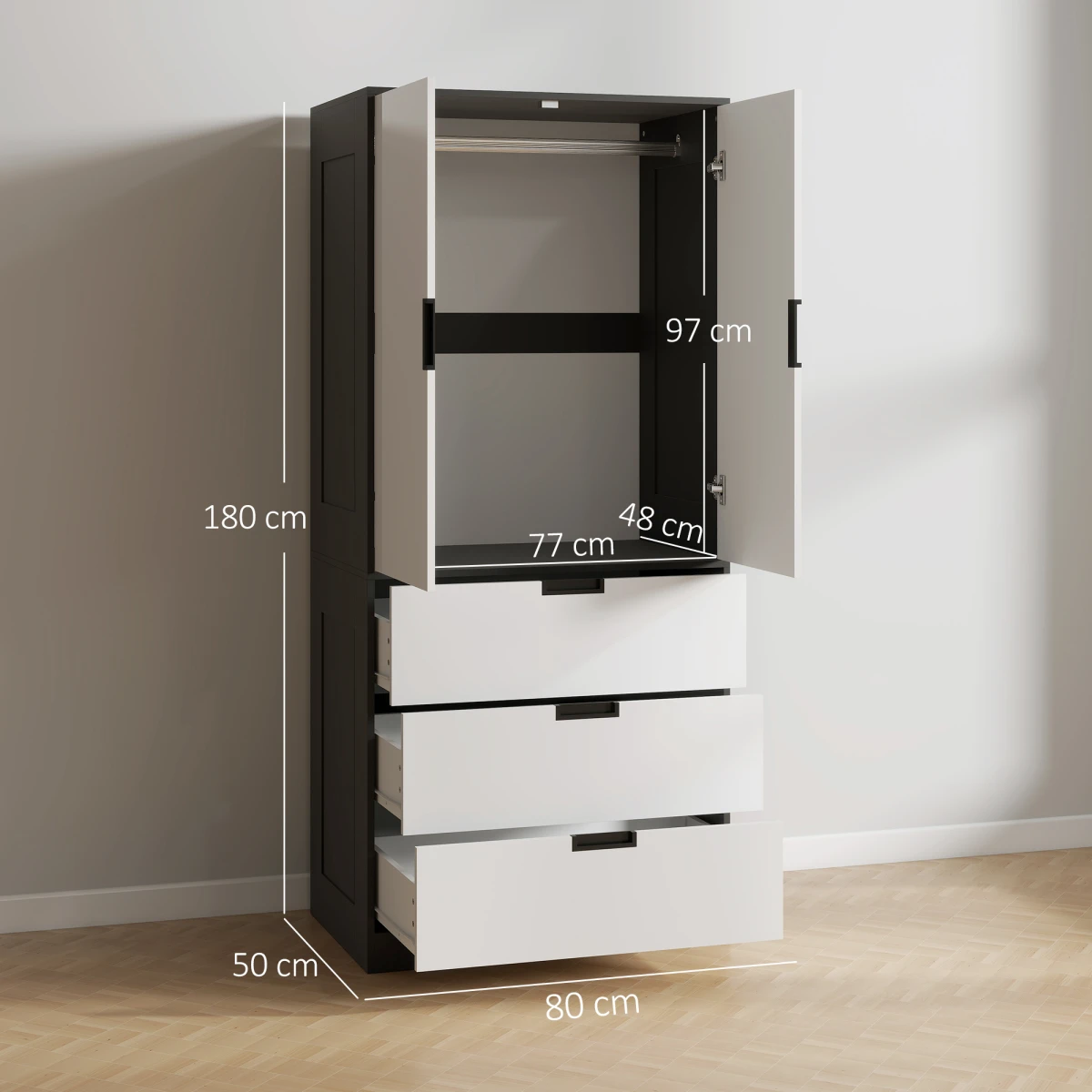 N/A Modern Hall Tree With Dresser And 3 Drawers For Bedroom - Wardrobe