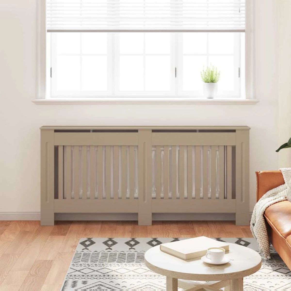 VidaXL Radiator Cover Set 2 Pcs Brown 172 x 19 x 81.5 Cm Engineered Wood Modern Living Room by vidaXL
